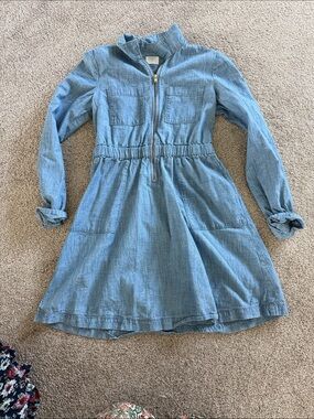 Crewcuts Light Blue Chambray Zip-Front Casual Dress